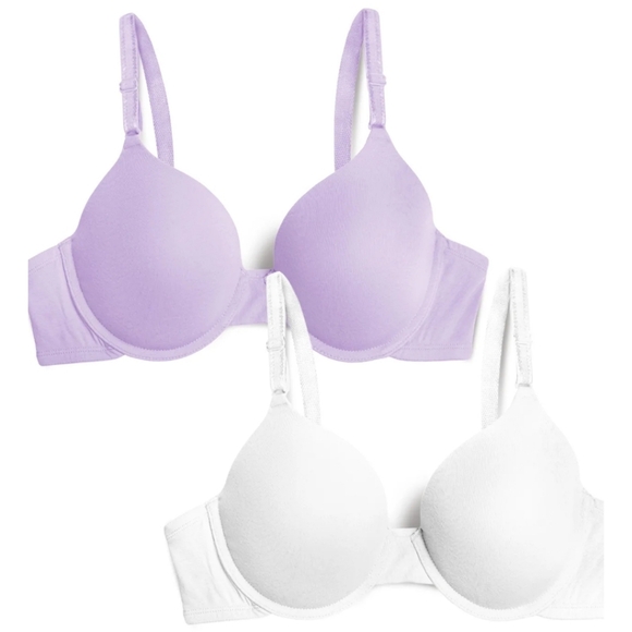 Fruit of the Loom White and Purple Bra Set NWT - Picture 1 of 7